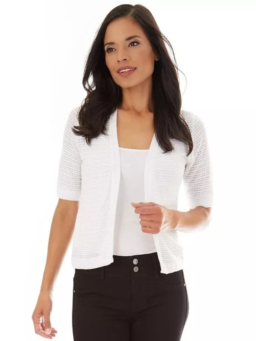 2/$30 NWT Apt. 9 Shrug Sweater Open Front White Small #A3883